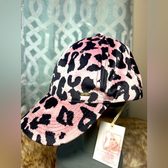 Pink Leopard Print Velvety Ball cap Hat Preppy Beach Vacation Sunshine athletic - Picture 1 of 8